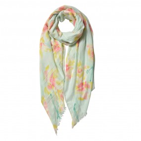 2JZSC0537 Printed Scarf 80x180 cm Green Pink Synthetic Shawl Women