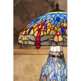 25LL-6186 Lampada da tavolo Tiffany Ø 46x65 cm Blu Rosso  Vetro Zinco Lampada da scrivania Tiffany