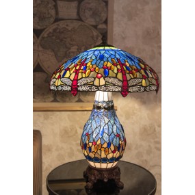 25LL-6186 Lampada da tavolo Tiffany Ø 46x65 cm Blu Rosso  Vetro Zinco Lampada da scrivania Tiffany