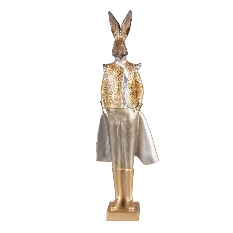 6PR3595 Statuetta Coniglio 14x10x44 cm Color oro Poliresina Accessori per la casa