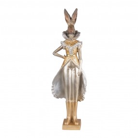 26PR3596 Statuetta Coniglio 14x10x44 cm Color oro Poliresina Accessori per la casa