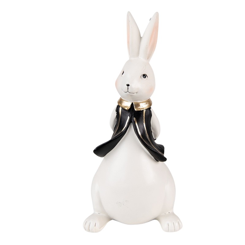 6PR3611 Figurine Rabbit 11x10x23 cm Black White Polyresin Home Accessories