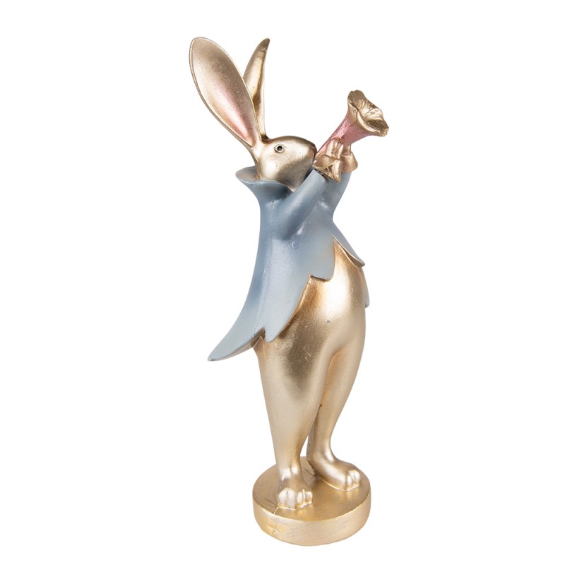 6PR3627 Figurine Rabbit 9x8x26 cm Gold colored Polyresin Home Accessories