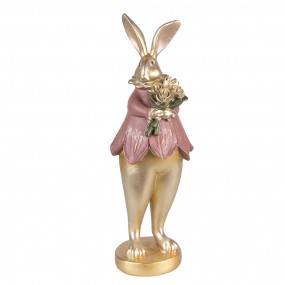 26PR3626 Figurine Rabbit 11x10x29 cm Gold colored Polyresin Home Accessories