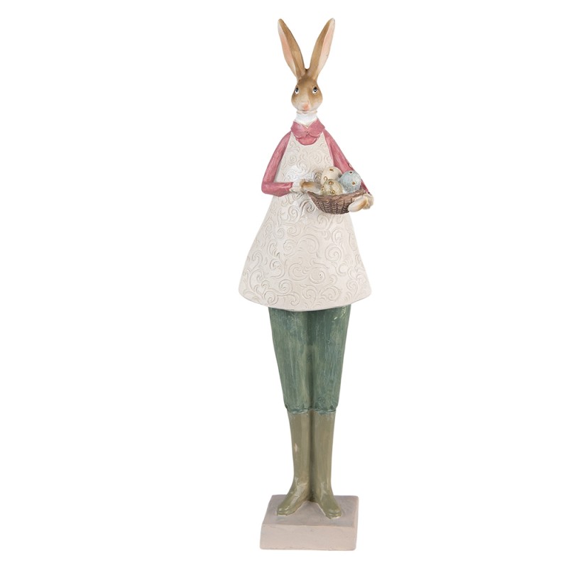 6PR3610 Figurine Rabbit 9x7x36 cm Beige Green Polyresin Home Accessories