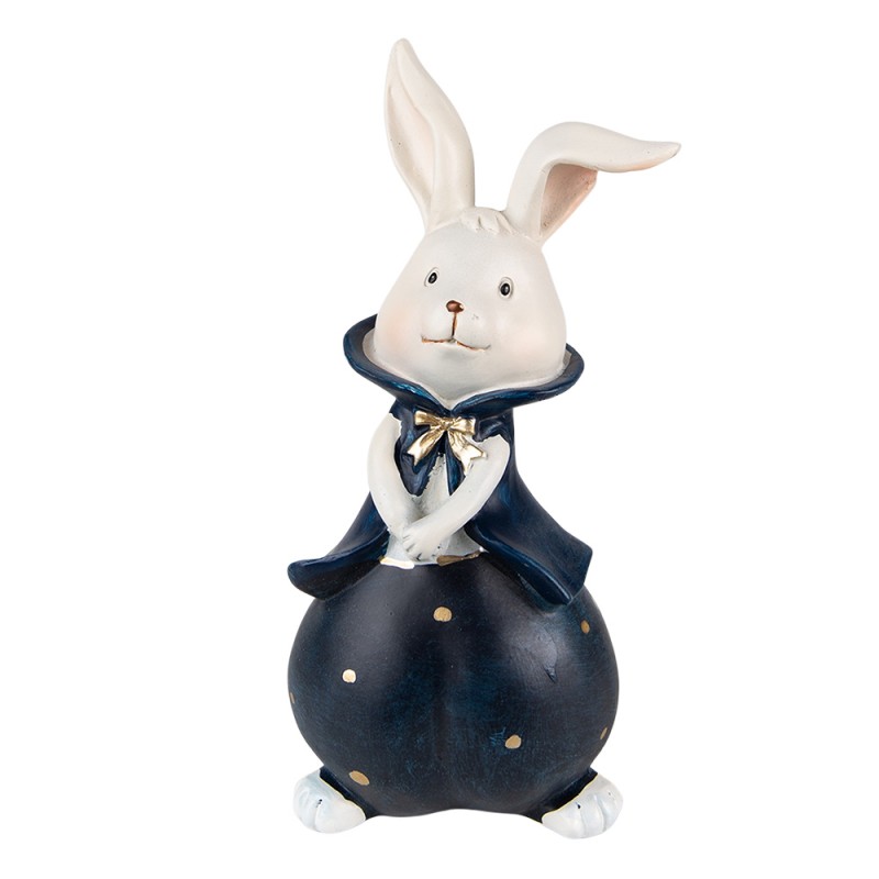 6PR3613 Figurine Rabbit 9x8x21 cm Blue White Polyresin Home Accessories
