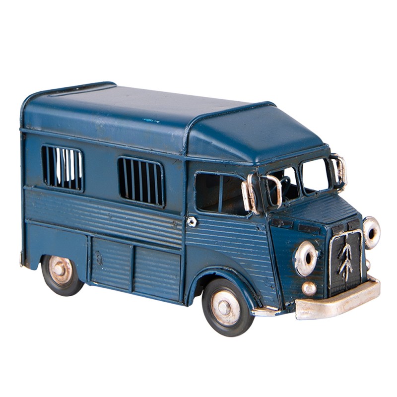 6Y4958 Decoratie Miniatuur Bus 16x7x9 cm Blauw Ijzer Decoratie Model