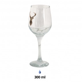 26GL4086 Wine Glass 300 ml Glass Reindeer Wine Goblet