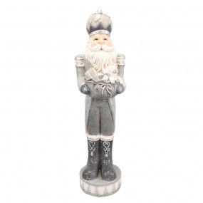 25PR0092 Figur Weihnachtsmann 82 cm Silberfarbig Polyresin Weihnachtsdekoration