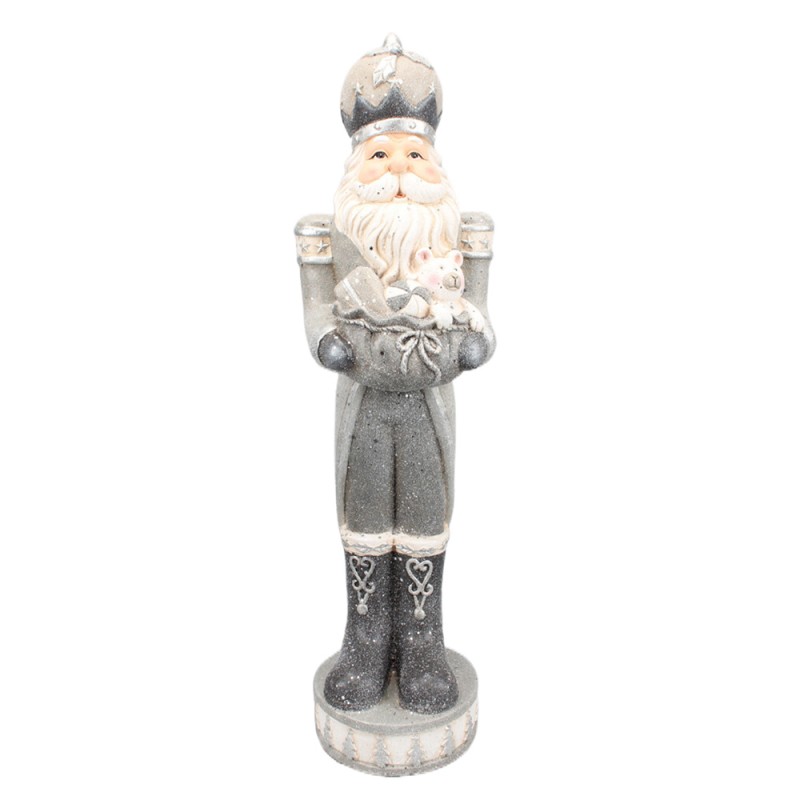 5PR0092 Figur Weihnachtsmann 82 cm Silberfarbig Polyresin Weihnachtsdekoration