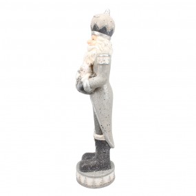 25PR0092 Statuetta Babbo Natale  82 cm Color argento Poliresina Decorazione di Natalizie