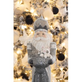 25PR0092 Figurine Santa Claus 82 cm Silver colored Polyresin Christmas Decoration