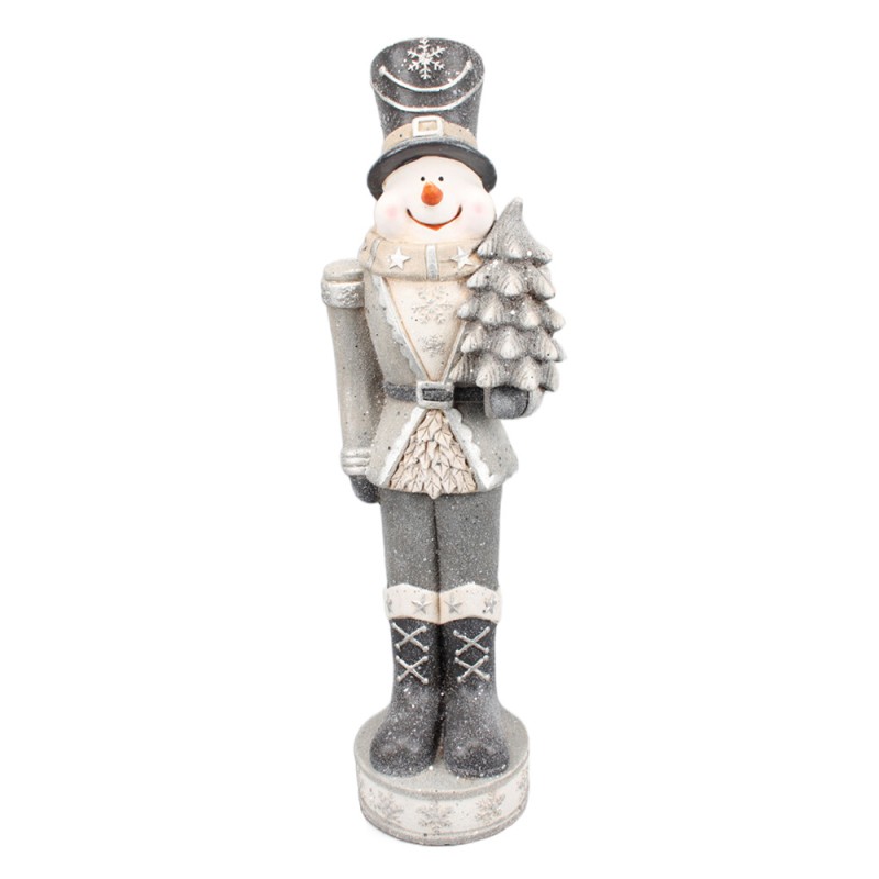 5PR0093 Beeld Sneeuwpop 82 cm Zilverkleurig Polyresin Kerstdecoratie