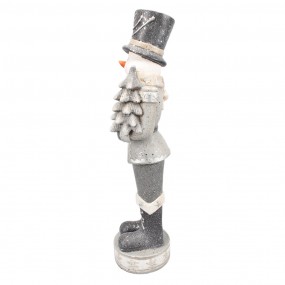 25PR0093 Beeld Sneeuwpop 82 cm Zilverkleurig Polyresin Kerstdecoratie