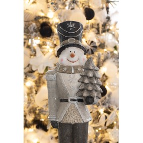 25PR0093 Figurine Bonhomme de neige 82 cm Couleur argent Polyrésine Décoration de Noël