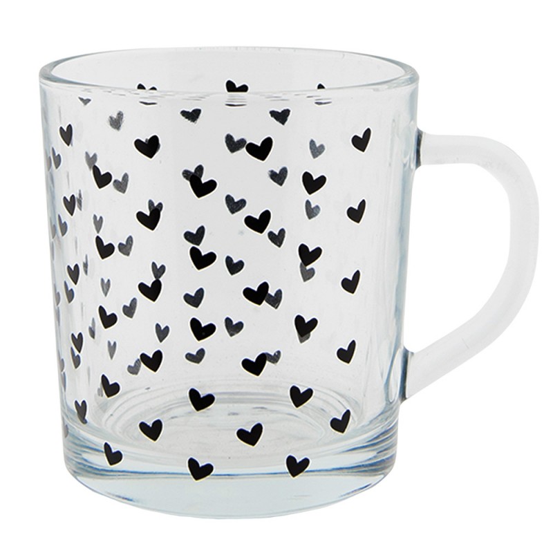 6GL3518 Tea Glass 250 ml Glass Heart Round Tea Mug