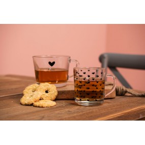 26GL3518 Tea Glass 250 ml Glass Heart Round Tea Mug