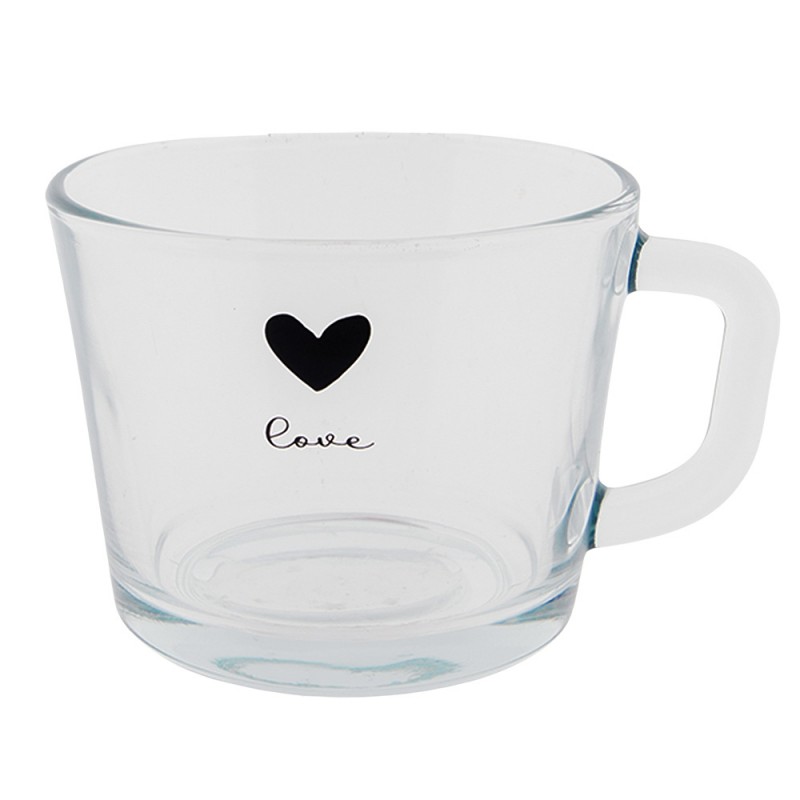 6GL3519 Tea Glass 450 ml Glass Heart Tea Mug