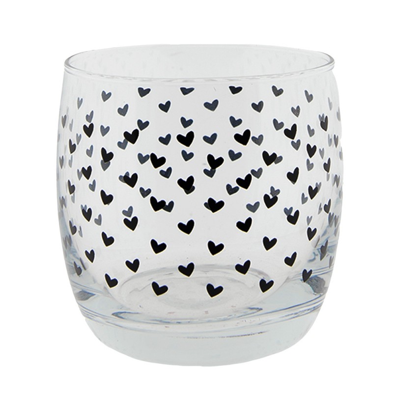 6GL3522 Water Glass 260 ml Glass Heart Round Drinking Cup