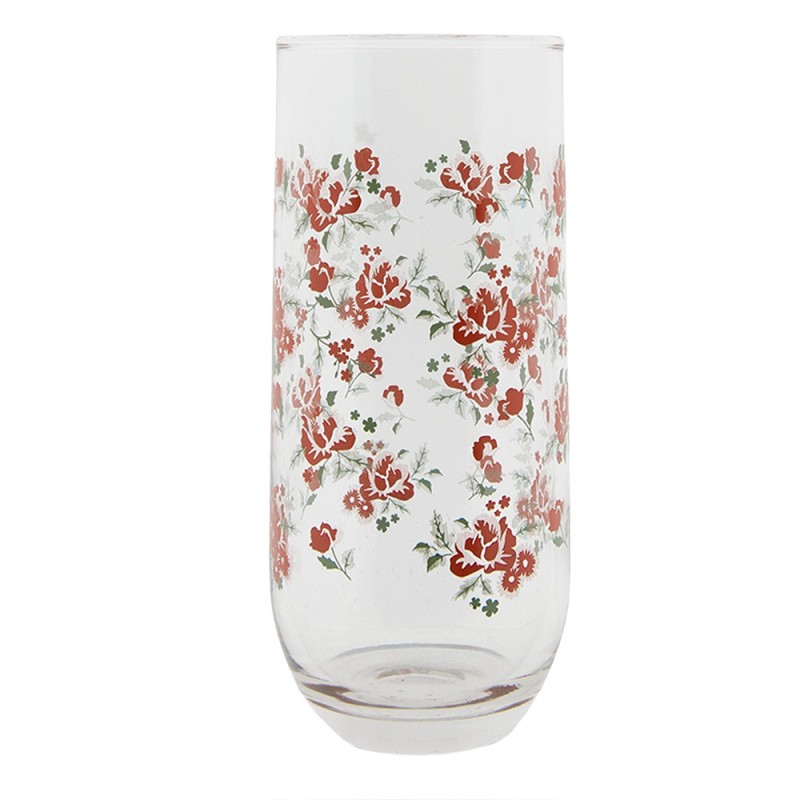 6GL3552 Water Glass 280 ml Glass Flowers Drinking Cup