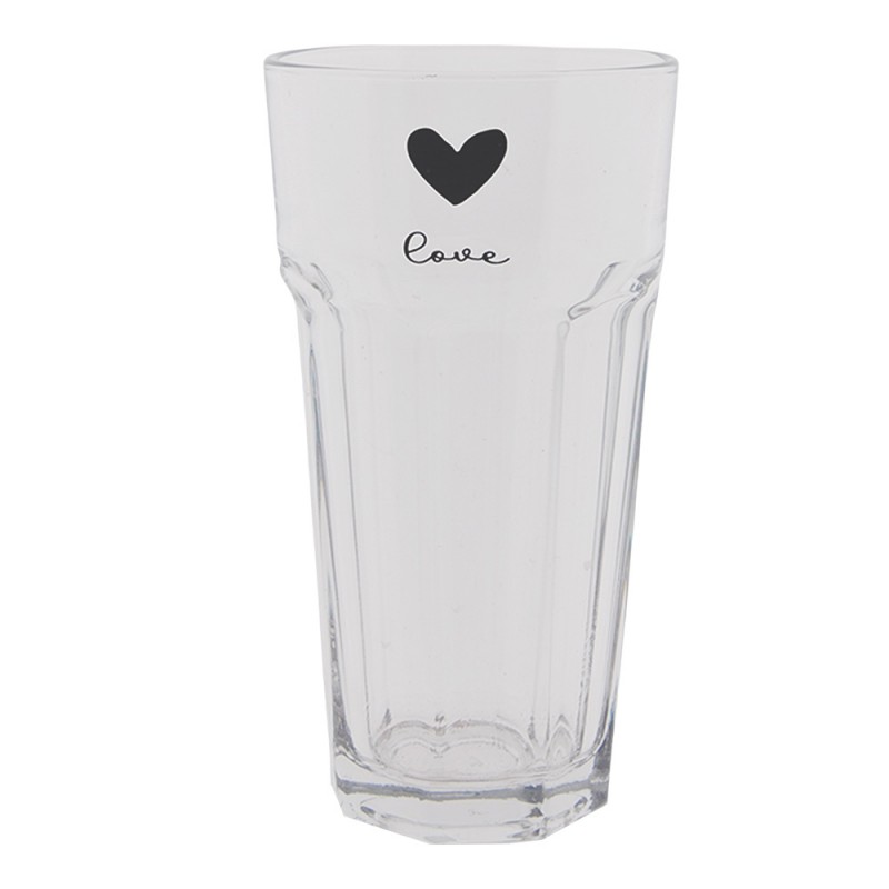 6GL3713 Water Glass 320 ml Glass Heart Drinking Cup