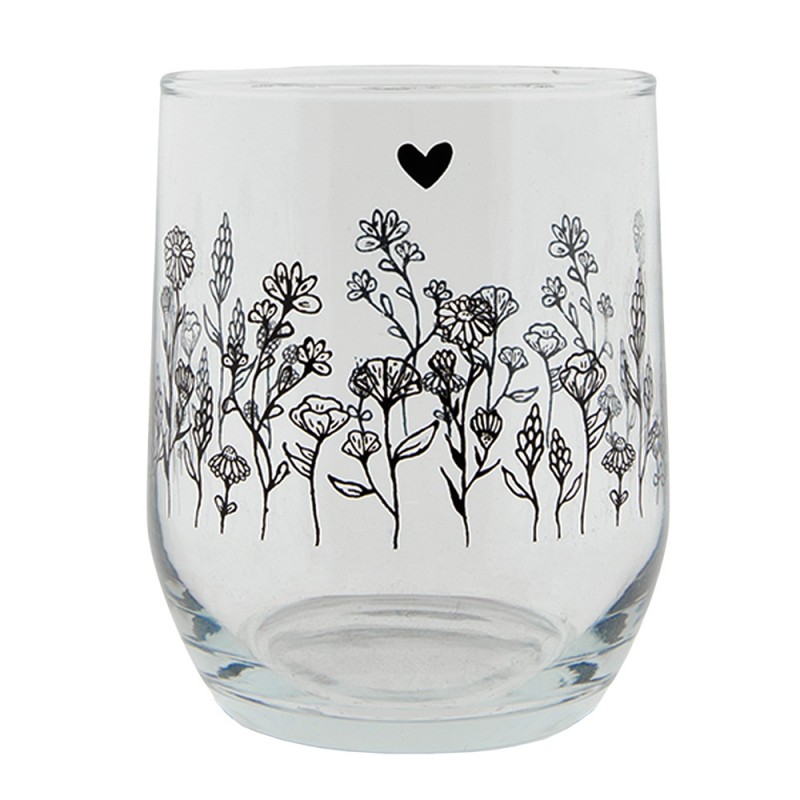 6GL4080 Water Glass 300 ml Glass Flowers Drinking Cup