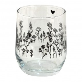 26GL4080 Water Glass 300 ml Glass Flowers Drinking Cup