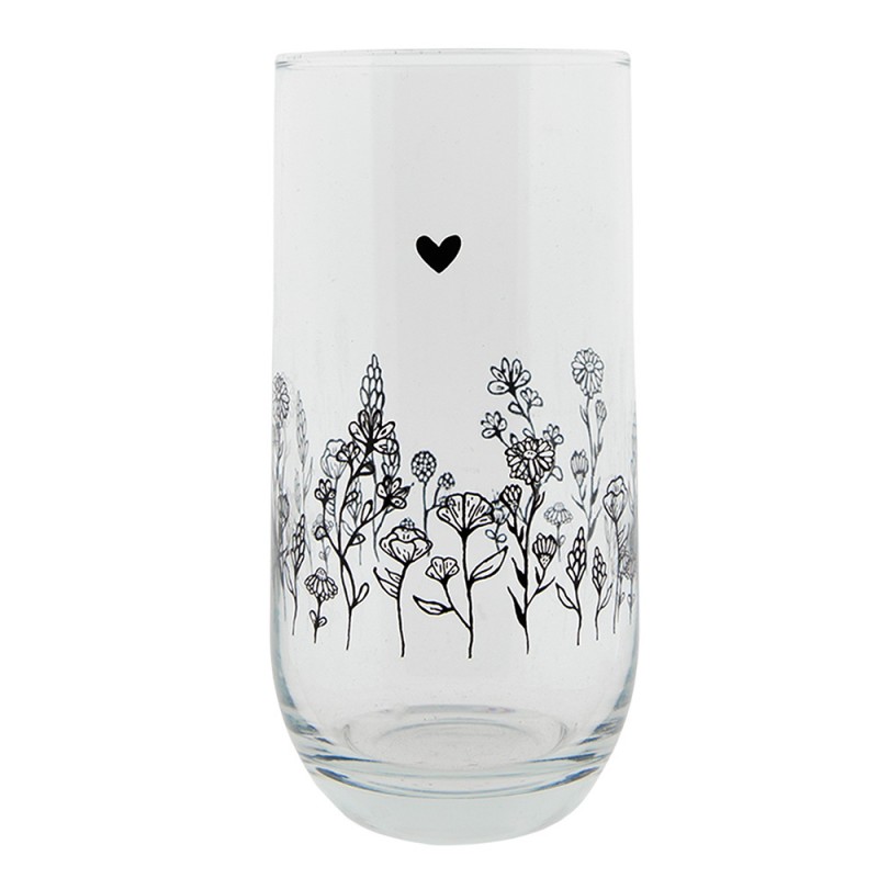 6GL4081 Water Glass 280 ml Glass Flowers Drinking Cup