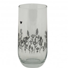 26GL4081 Water Glass 280 ml Glass Flowers Drinking Cup