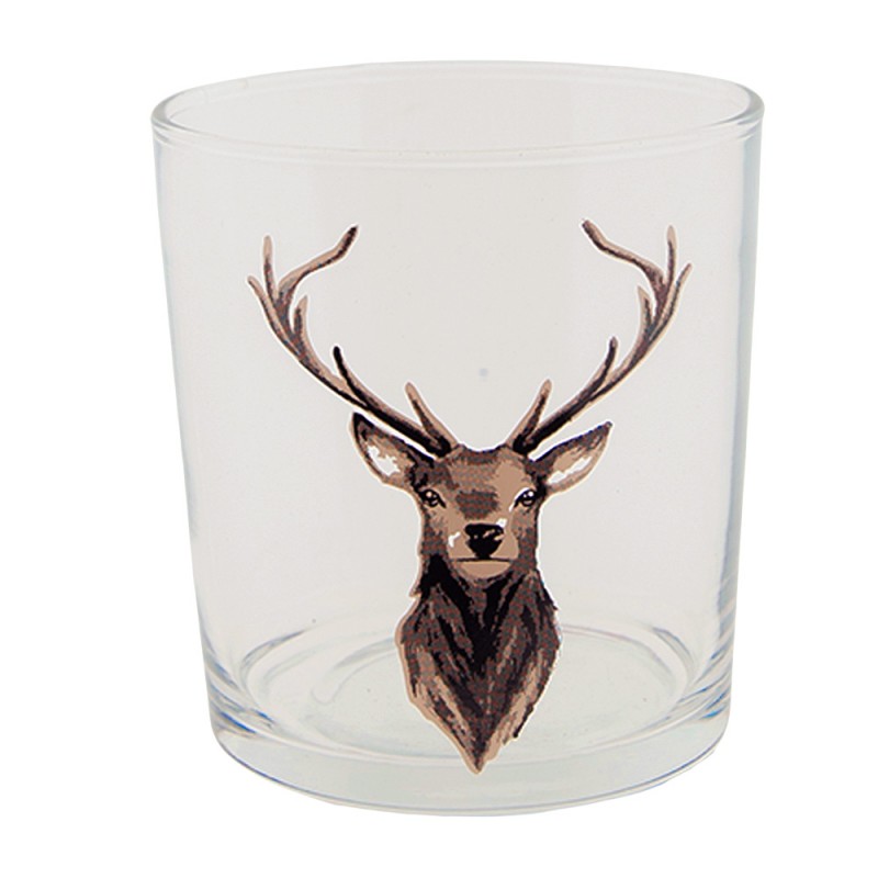 6GL4084 Water Glass 250 ml Brown Glass Reindeer Drinking Cup