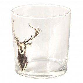 26GL4084 Water Glass 250 ml Brown Glass Reindeer Drinking Cup