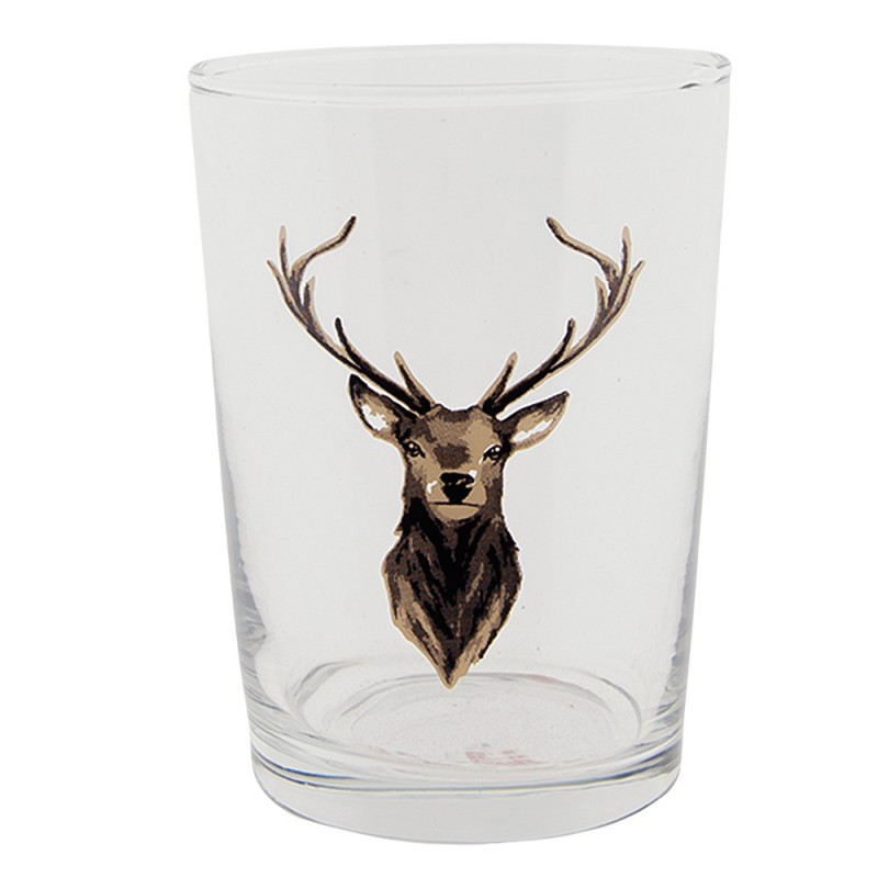 6GL4085 Water Glass 400 ml Brown Glass Reindeer Drinking Cup