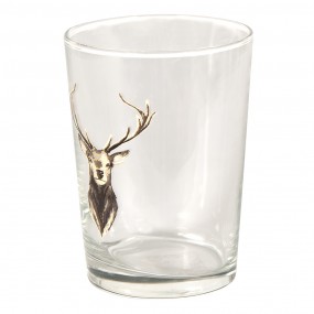 26GL4085 Water Glass 400 ml Brown Glass Reindeer Drinking Cup