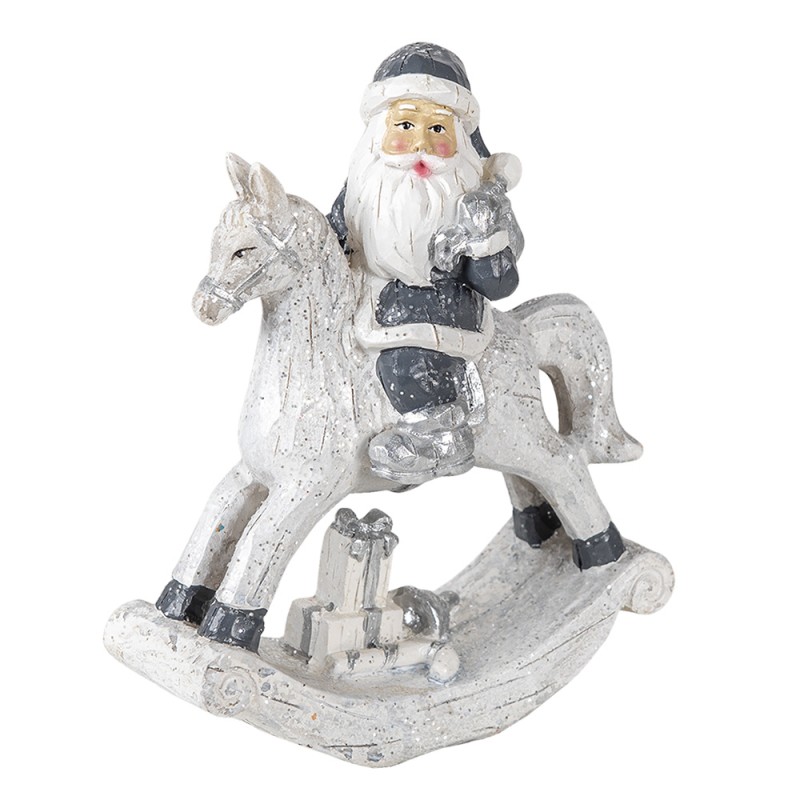 6PR3410 Figur Weihnachtsmann 13x6x17 cm Silberfarbig Polyresin Wohnaccessoires