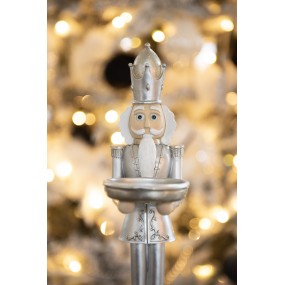 26PR4827 Figurine Nutcracker 40 cm Silver colored White Polyresin Christmas Decoration