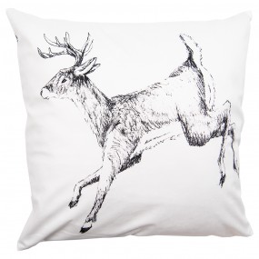 2ANC22 Cushion Cover 45x45 cm White Grey Polyester Reindeer Square Pillow Cover