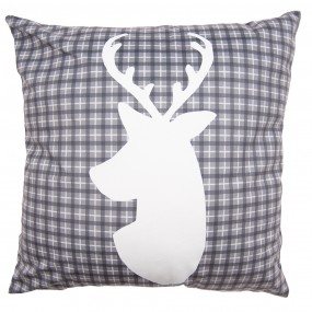 2ANC24-1 Cushion Cover 45x45 cm Grey White Polyester Reindeer Square Pillow Cover