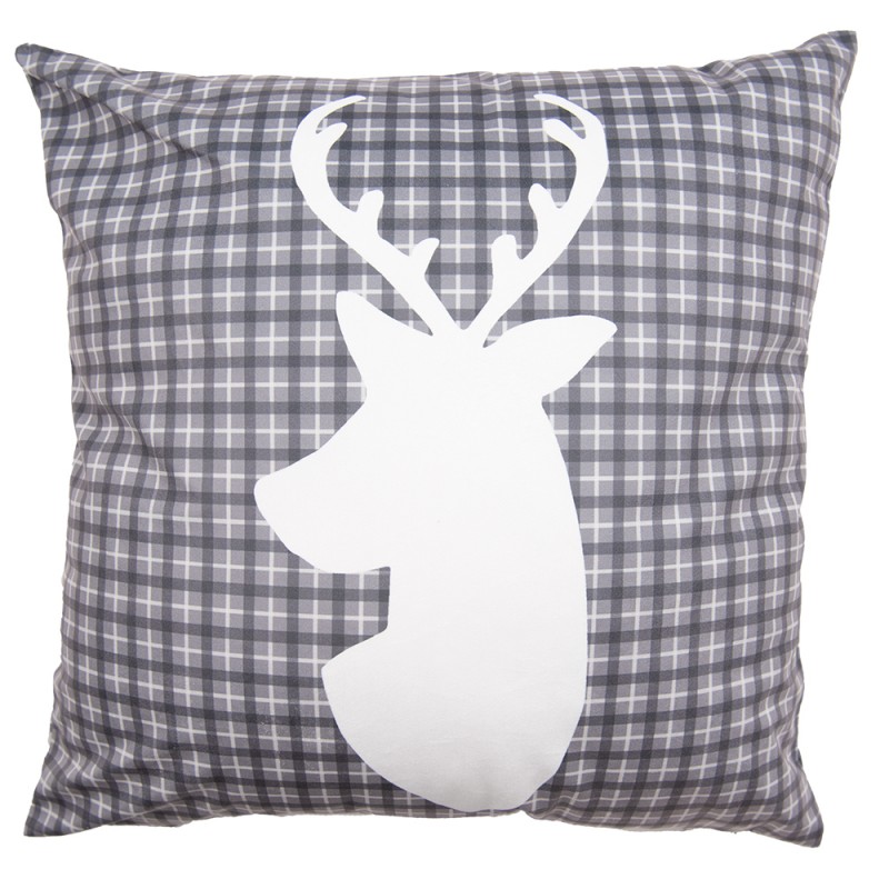 ANC24-1 Cushion Cover 45x45 cm Grey White Polyester Reindeer Square Pillow Cover