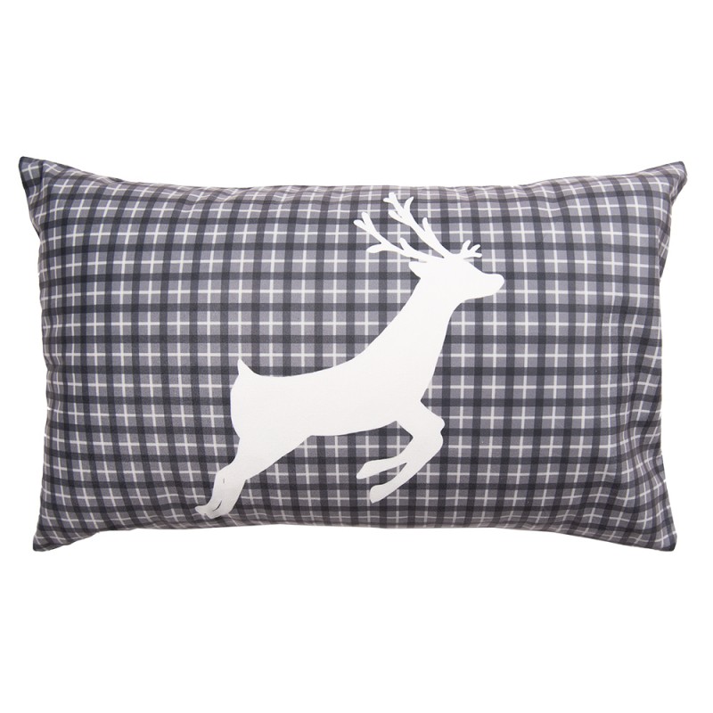 ANC36-2 Cushion Cover 30x50 cm Grey White Polyester Reindeer Rectangle Pillow Cover