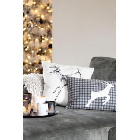 2ANC36-2 Cushion Cover 30x50 cm Grey White Polyester Reindeer Rectangle Pillow Cover