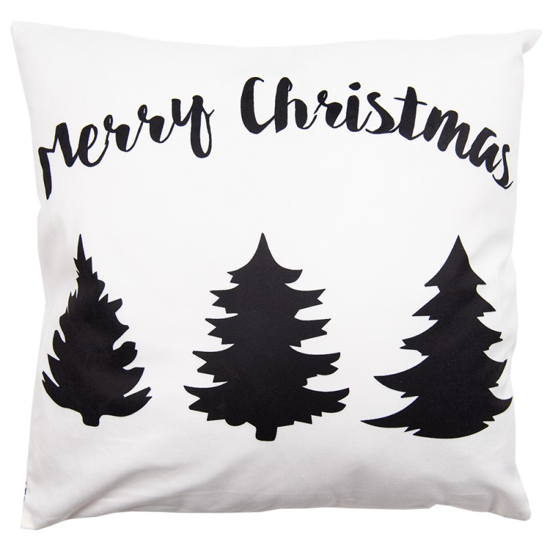 BWX21 Cushion Cover 45x45 cm White Black Polyester Christmas Tree Square Pillow Cover