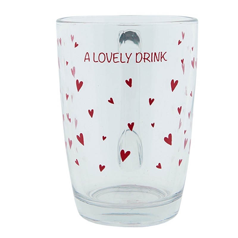 LBSGL0007 Tea Glass 300 ml Glass Hearts Tea Mug