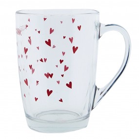 2LBSGL0007 Tea Glass 300 ml Glass Hearts Tea Mug