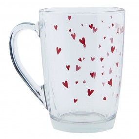2LBSGL0007 Tea Glass 300 ml Glass Hearts Tea Mug