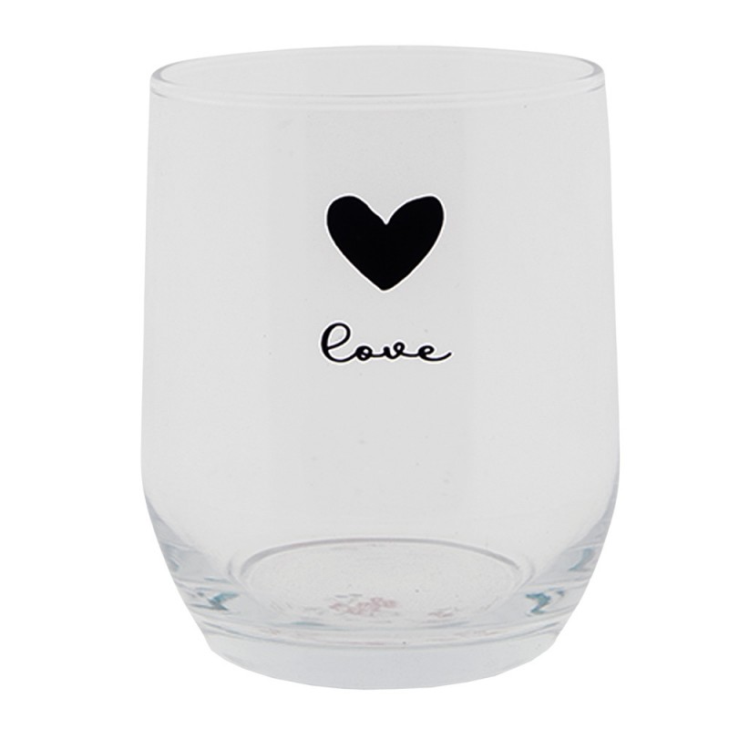 LBSGL0008 Water Glass 300 ml Glass Heart Drinking Cup
