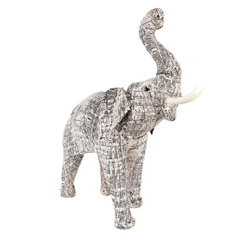 65181M Figurine Elephant 32 cm White Black Paper Iron Textile Home Accessories