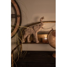 265181M Statuetta Elefante 32 cm Bianco Nero Carta Ferro Tessuto Accessori per la casa