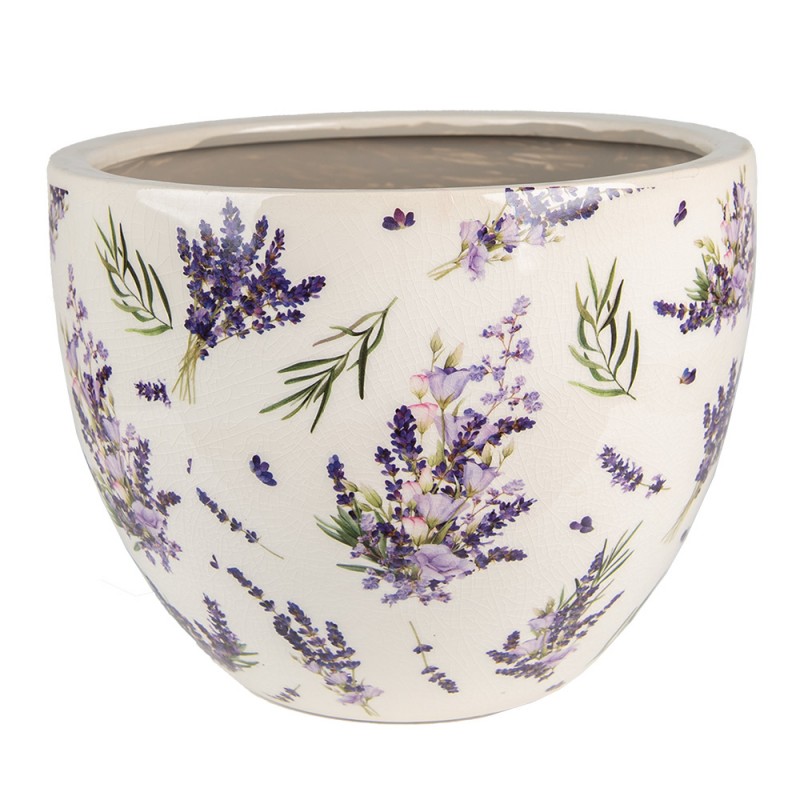 6CE1553L Pot de fleurs Ø 25x19 cm Violet Vert Céramique Lavande Pot de fleurs d'intérieur