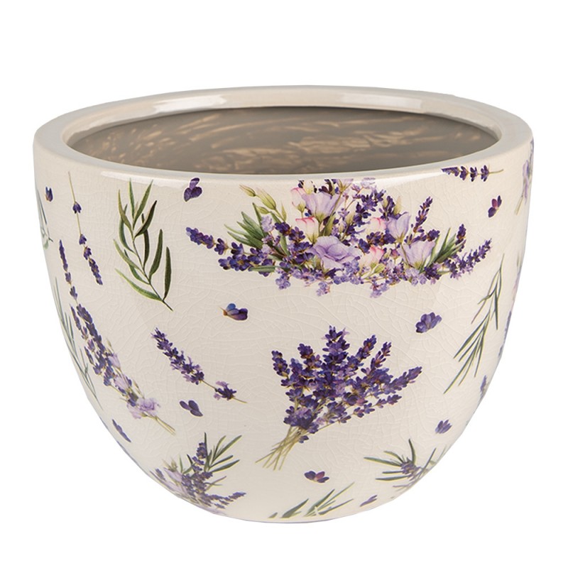 6CE1553M Pot de fleurs Ø 20x15 cm Violet Vert Céramique Lavande Pot de fleurs d'intérieur