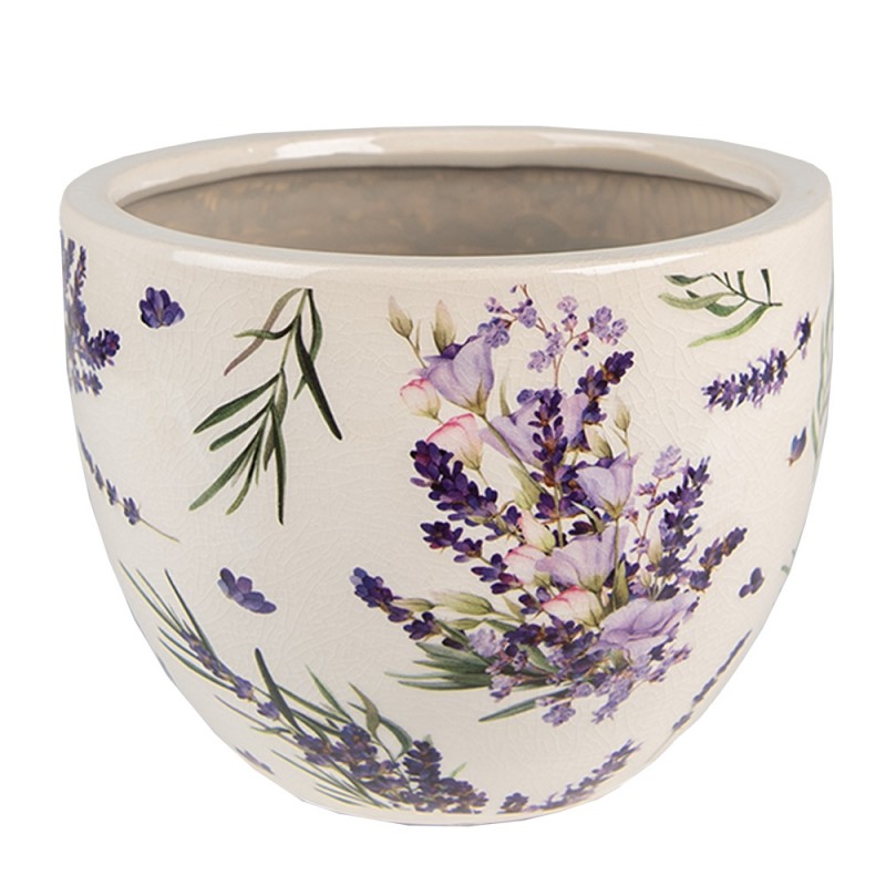 6CE1553S Pot de fleurs Ø 15x11 cm Violet Vert Céramique Lavande Pot de fleurs d'intérieur